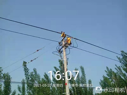2021年5月20—21日淄博高青1OkV线路迁改！带电拆、打火现场。
